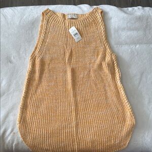 LOFT yellow Ribbed Sleeveless Tank Top
